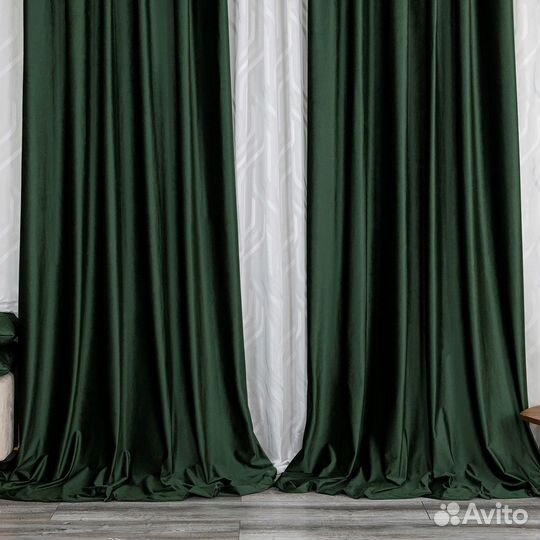 Шторы бархат Беллиссимо Темно-зеленый