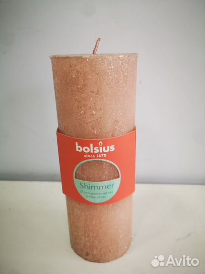 Свеча-столбик, bolsius 19см х 7 см