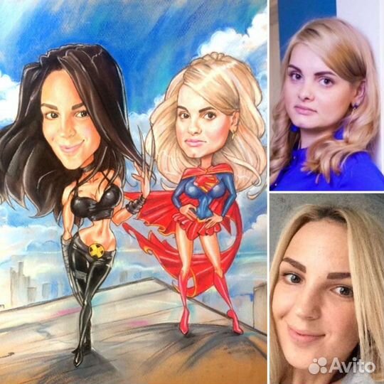 Портрет шарж карикатура по фото в Москве