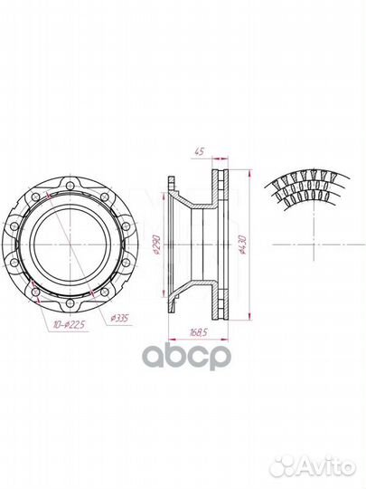 Диск тормозной 430x168.5x290x45 n10x22.5