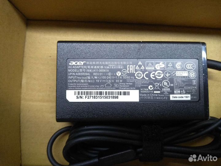 Блок питания acer оригинал, 19V2.37A 45W 3.01.1mm