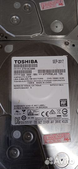 Toshiba 3Tb, 8 шт
