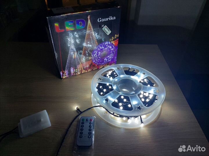 Гирлянда уличная 50 метров в катушке белая