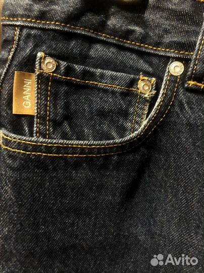 Джинсы Ganni прямые темно-синие L