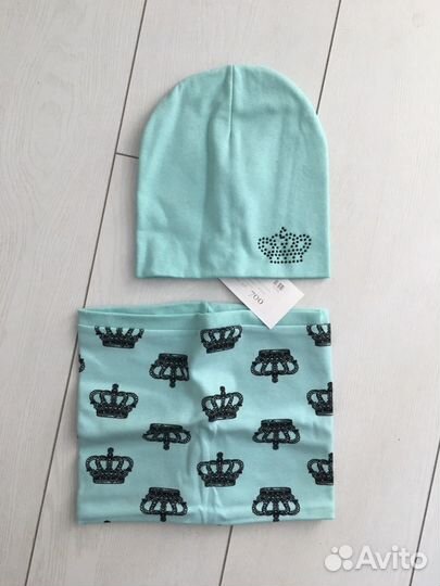 Шапка трикотажная+шарфик-хомут