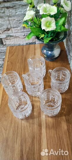Хрустальные кружки СССР бу 6 шт