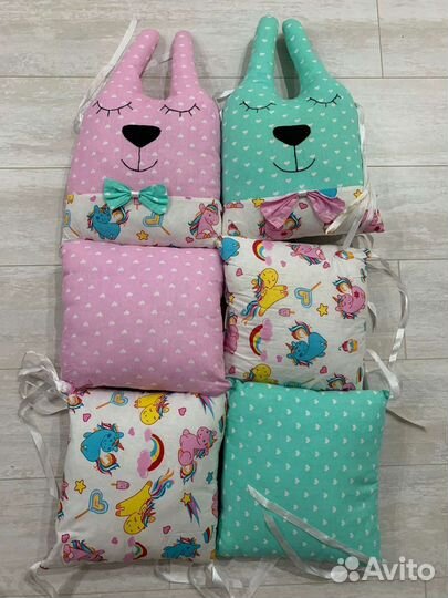 Бортики в детскую кроватку 12 подушек