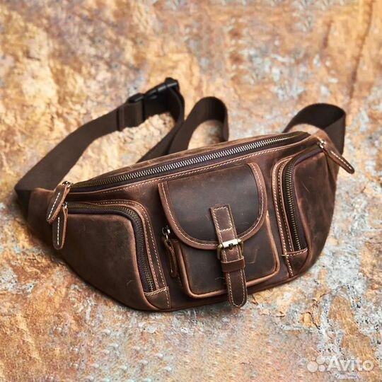 Сумка универсальная на пояс/грудь/плечо нат-я кожа