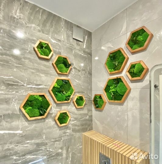 Мох стабилизированный. Ягель. Озеленение. Кочки