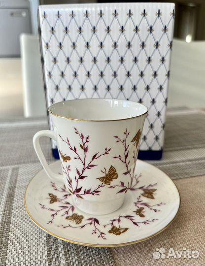 Чашка с блюдцем новые костяной фарфор лфз