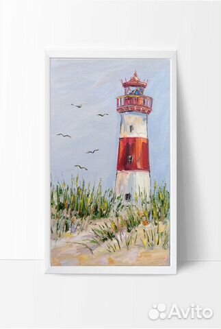 Картина маслом маяк пейзаж с травой и маяком объявление продам