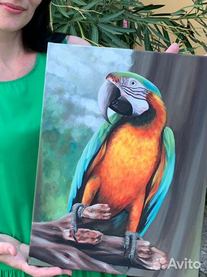 Картина акрилом на холсте Попугай
