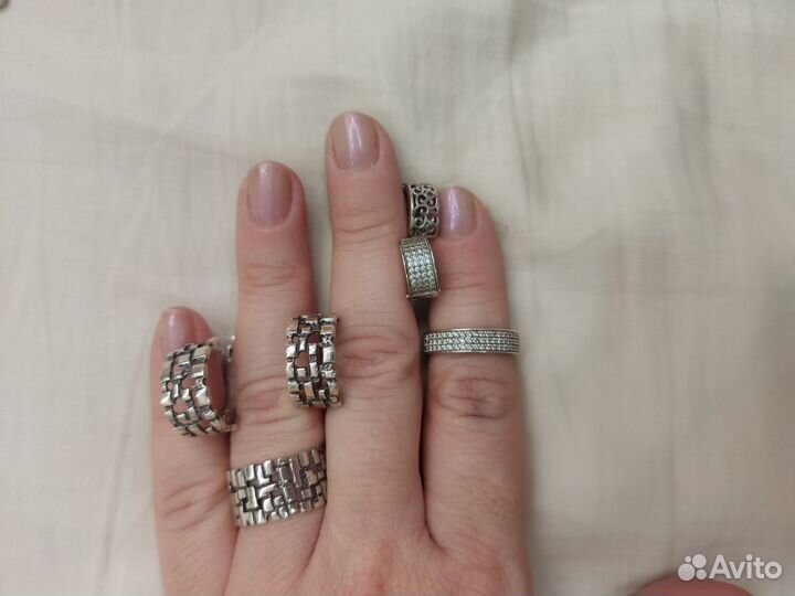 Серьги, колье, кольца серебро