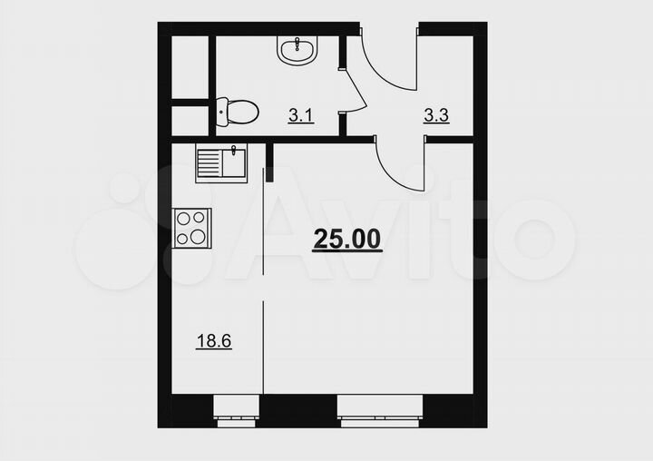 Квартира-студия, 25 м², 3/17 эт.