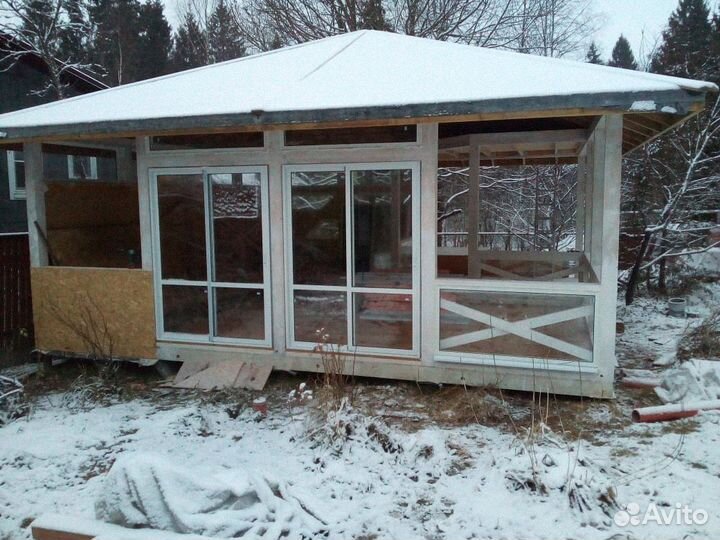 Раздвижное остекление терассы веранды беседки