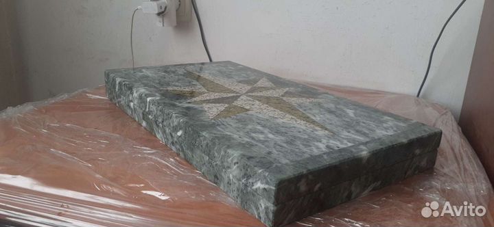 Нарды из натурального камня (змеевик)