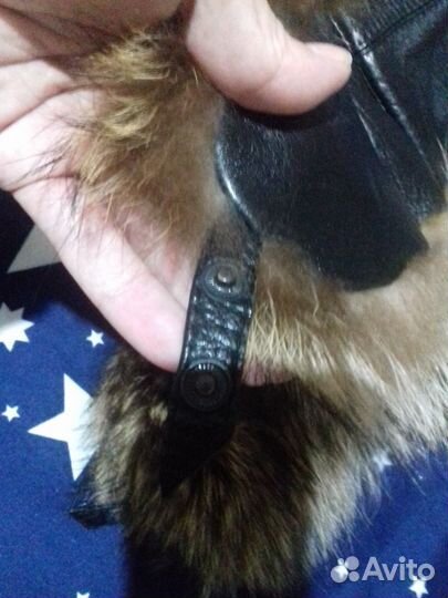 Мужская шапка натуралка мех енот/кожа