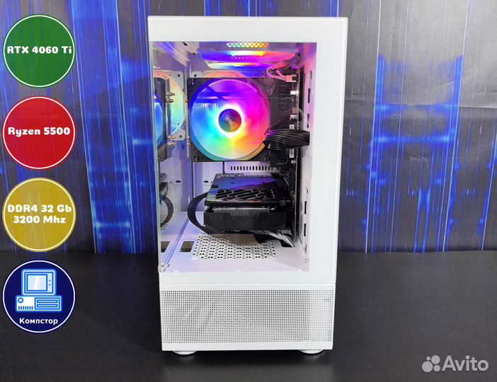 Системный блок AMD5500-RTX4060Ti-32DDR4-NDH642-A520