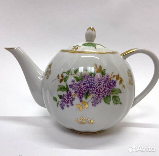 Чайник заварочный фарфоровый СССР Сирень Дулево
