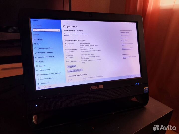 Моноблок Asus, W10, SSD, 2xCom, сенсорный экран