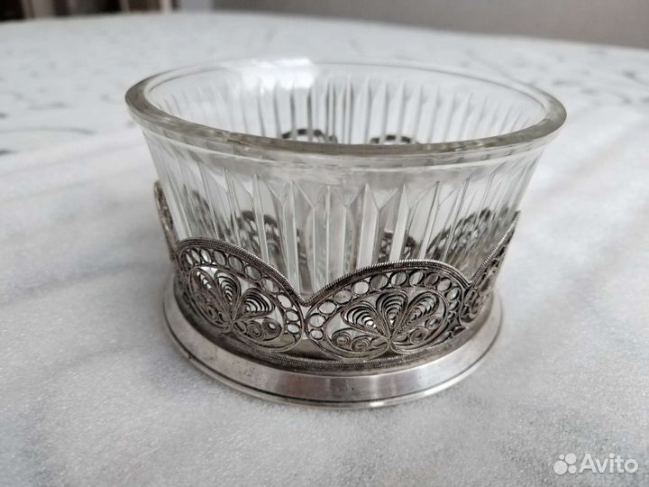 Конфетница Сахарница СССР мельхиор 1958г. Скань Ag