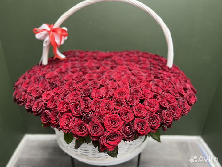 Корзина из 301 Роз с Доставкой, Букеты Цветы