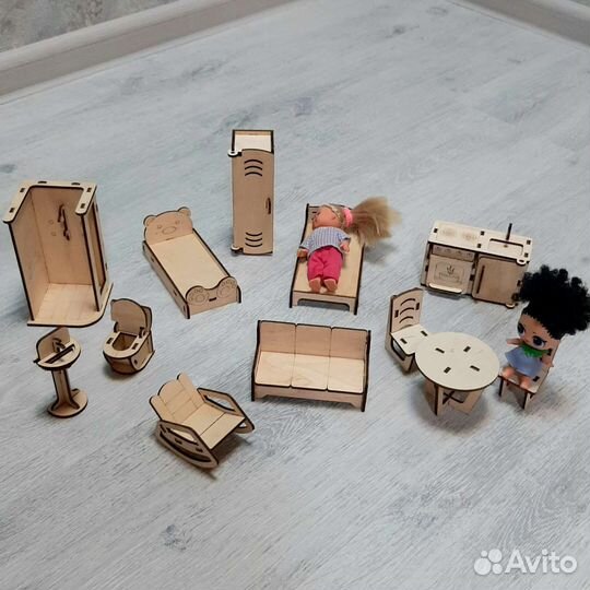 Опт Кукольная мебель, домики дерево новое