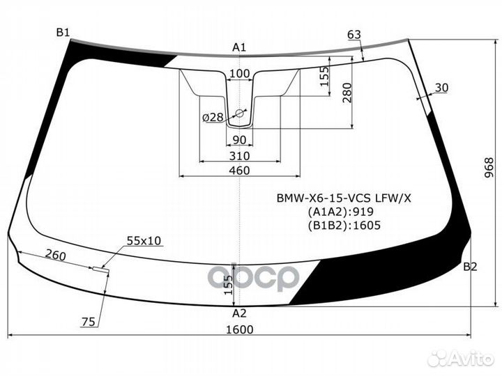 Стекло лобовое + дд BMW X6 F16 15-19 BMW-X6-15