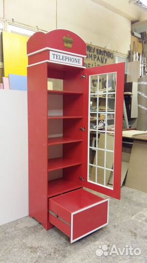 Красная Телефонная Будка Шкаф в детскую London-5
