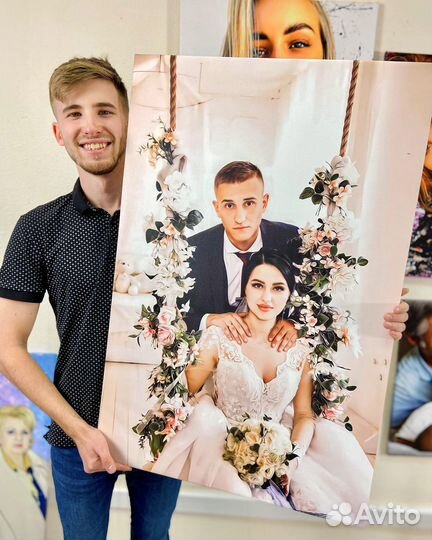 Портрет по фото на холсте