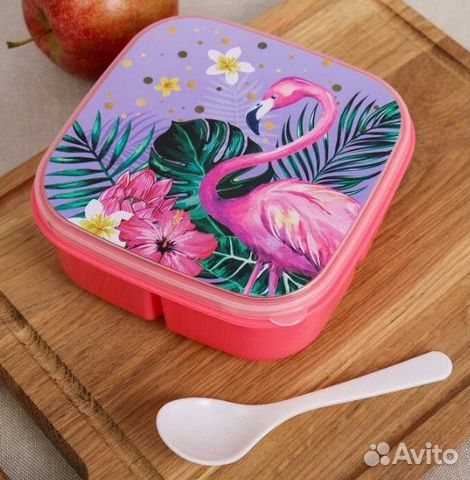 Ланч бокс с ложкой Фламинго 400 мл