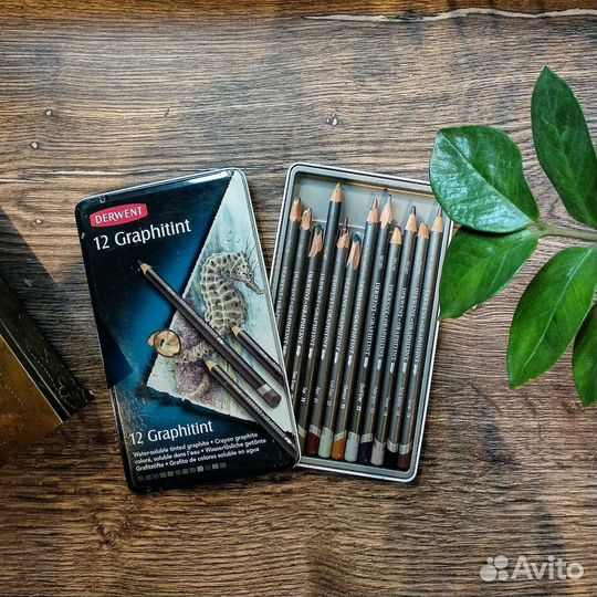 Derwent 12 graphitint акварельные карандаши