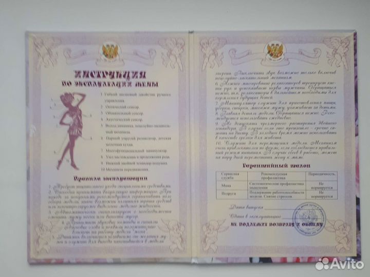 Шуточная Инструкция по эксплуатации жены