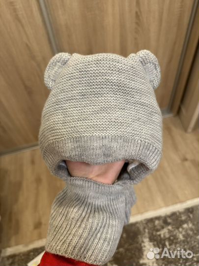 Шапка -шлем Журавлик с манишкой