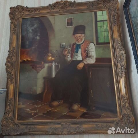 Антикварная картина холст масло