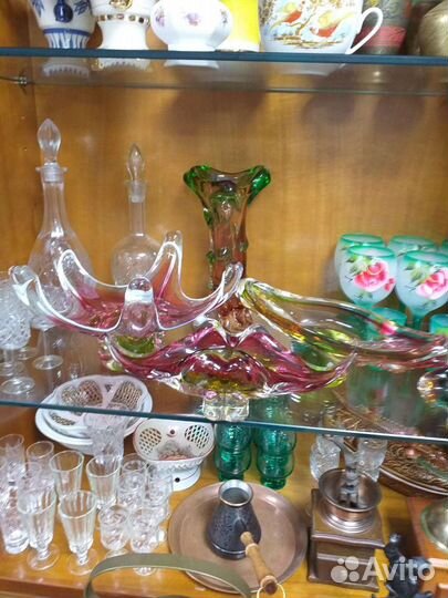 Чешское стекло, вазы конфетница