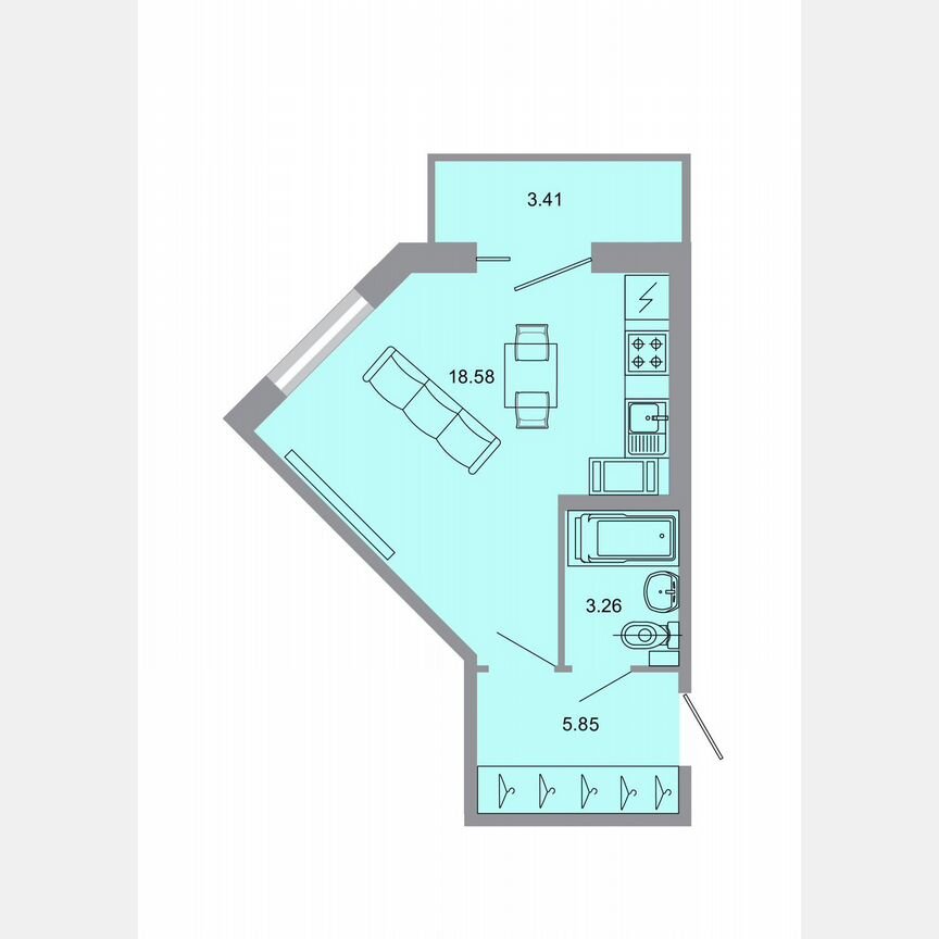 Квартира-студия, 27,7 м², 15/20 эт.