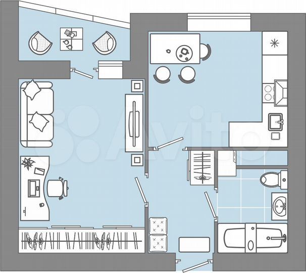 1-к. квартира, 34 м², 5/9 эт.