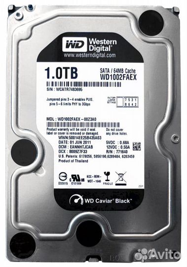 Жесткий диск WD 1TB WD1002faex SATA 3.5
