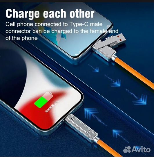 Силиконовый кабель для быстрой зарядки USB 120 Вт