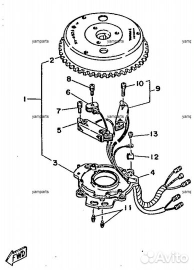 Маховик Yamaha (Ямаха) 30 л.с 2 такта