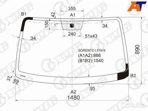 Стекло лобовое KIA sorento