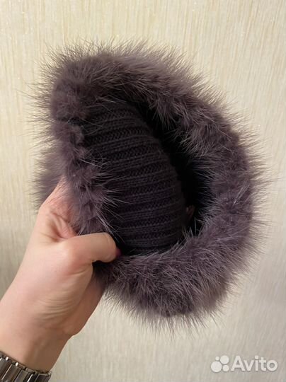 Шапка норковая вязаная