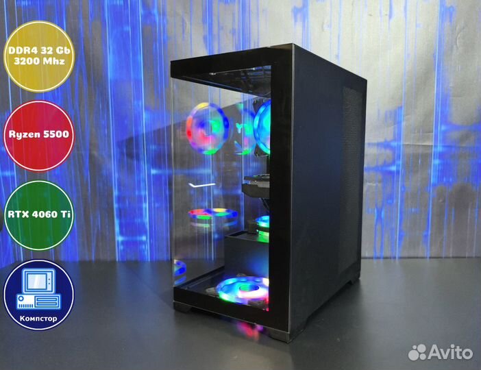 Сборки игровых пк AMD5500-RTX4060Ti-32DDR4-KYG-A520