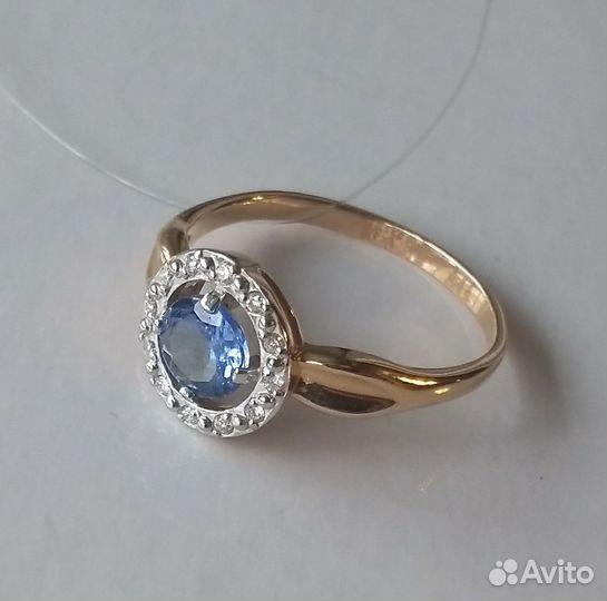 585 кольцо р.16 нат танзанит 0,514ct и брилл