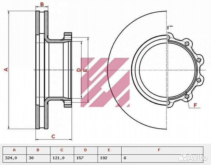 Диск тормозной Mercedes Atego 324/157x30/120.5