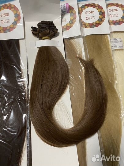 Волосы на заколках каштан