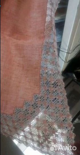 Скатерть покрывало вышивка лен льняная винтаж