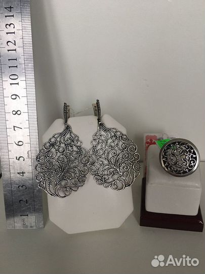 Серьги Кольца серебро 925