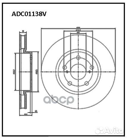 Диск тормозной вентилируемый перед ADC01138V